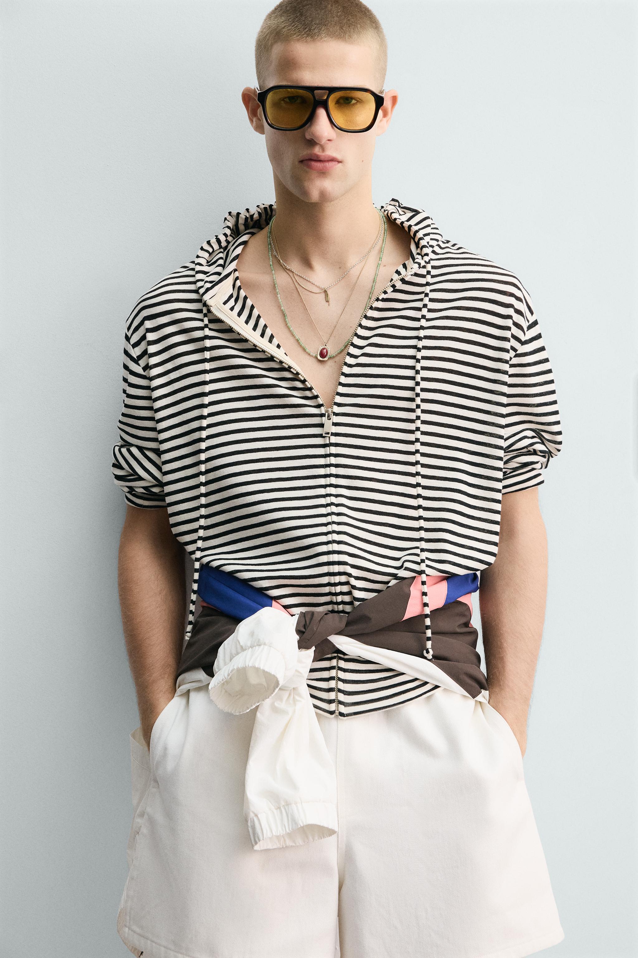 STRIPED JACQUARD ZIP HOODIE